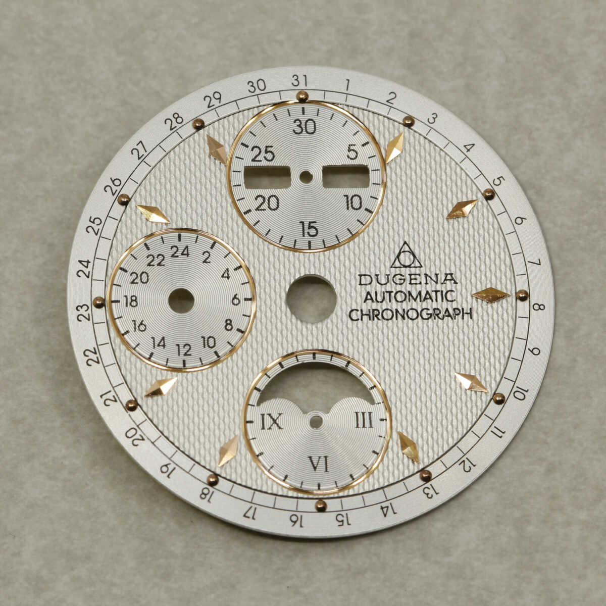 Zifferblatt für ETA Valjoux 7751 Automatik-Chronograph Mondphase, Ø 30,8 mm, Dugena – Bild 10