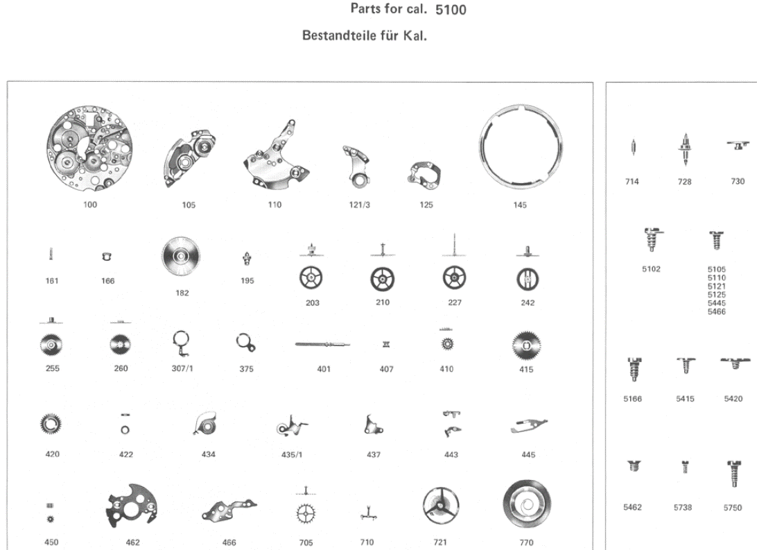 AS 5100 Uhrenersatzteile AS 5101, AS 5102, AS 5103 AS 5106 PART 255 PART 445 PART 705