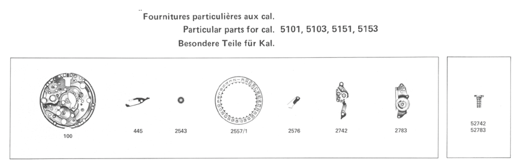 AS 5101 Uhrenersatzteile AS 5151, AS 5153, AS 5154 AS 5156 AS 5104 AS 5103 AS 5106