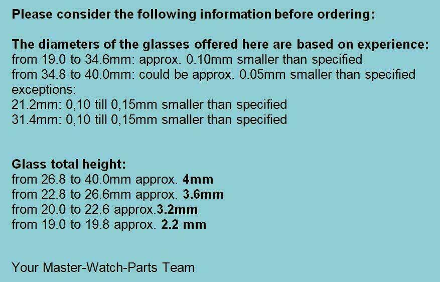Verre bombé en acrylique pour montre-bracelet et montre de poche 19-40,0 mm – image 4