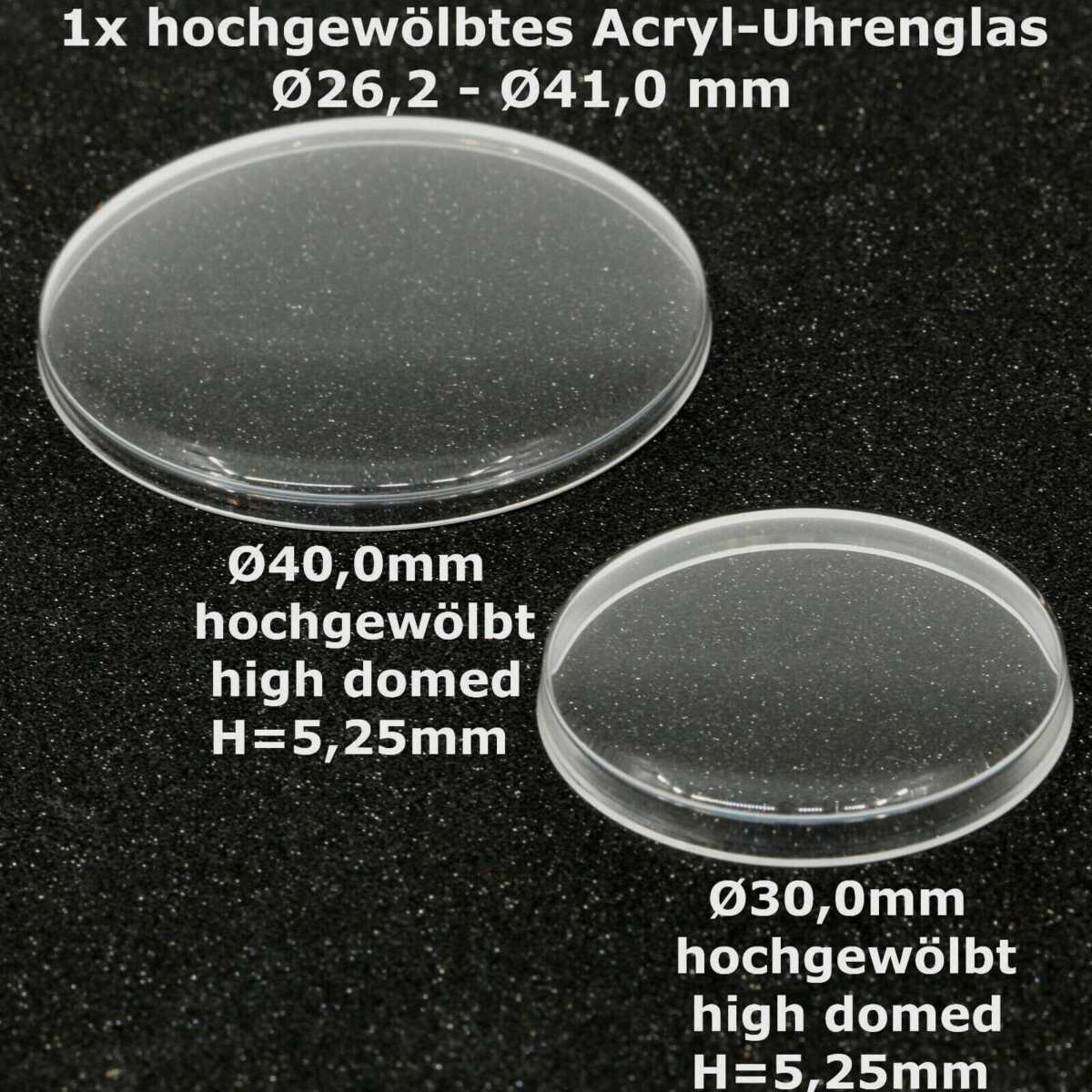 Verre acrylique très bombé pour montres de poche et montres-bracelets – H : 5,25 mm