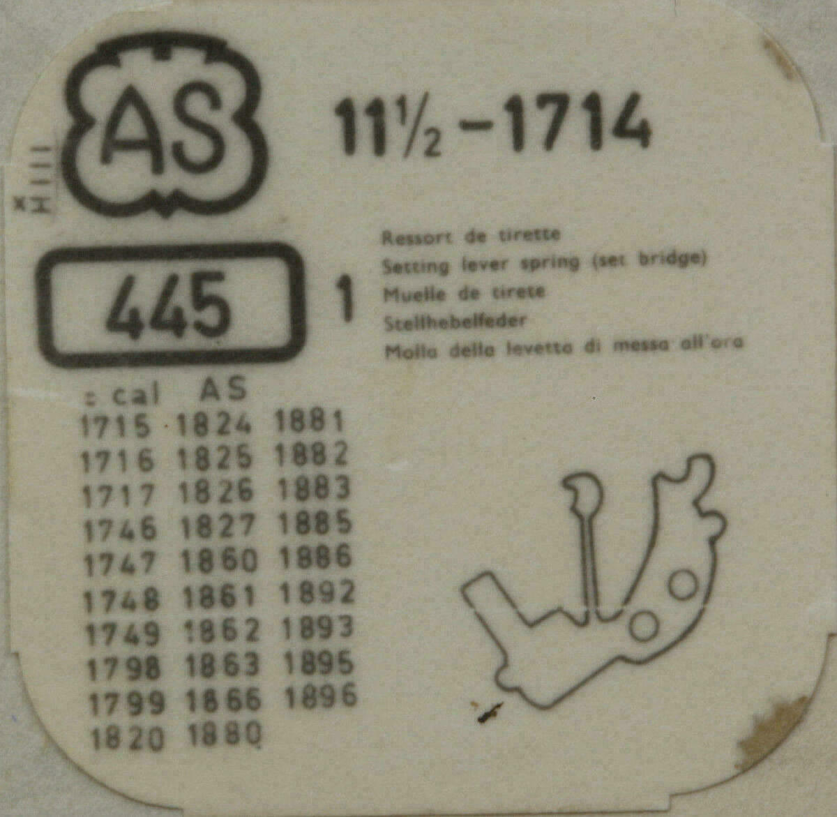 AS 1882 Watch Parts 201, 227, 1141/1, 1428, 1480, 1482, 1488, 1496 – image 5