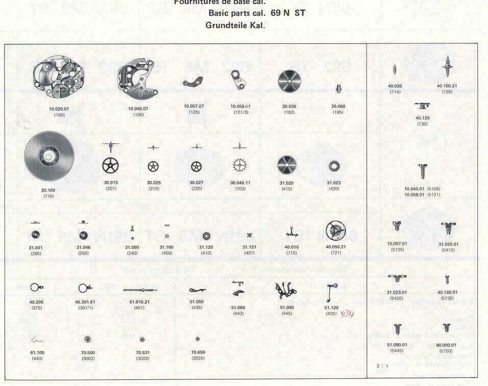Piezas de reloj Standard, ST 69, ST 69-21, ST 69N, ST 691, ST 974, ST 1800, ST 97 – imagen 3