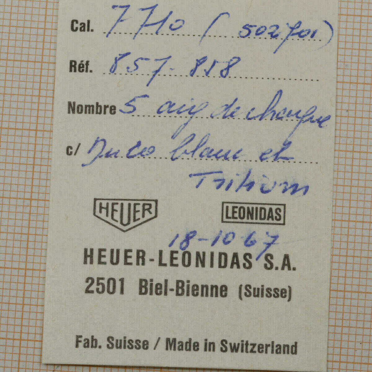 HEUER CAL 7710 segundero y aguja de minutos, HEUER Monte Carlo – imagen 2