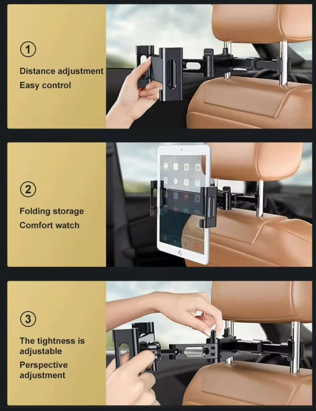 Support de tablette pour voiture universel â appui-tĂȘte â pour iPad, Galaxy, Switch â neuf â image 5