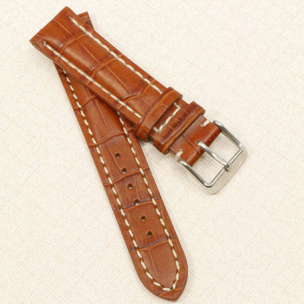 Bracelet de montre 20 mm en cuir véritable #Brun-rouge, motif crocodile (copie) – image 2