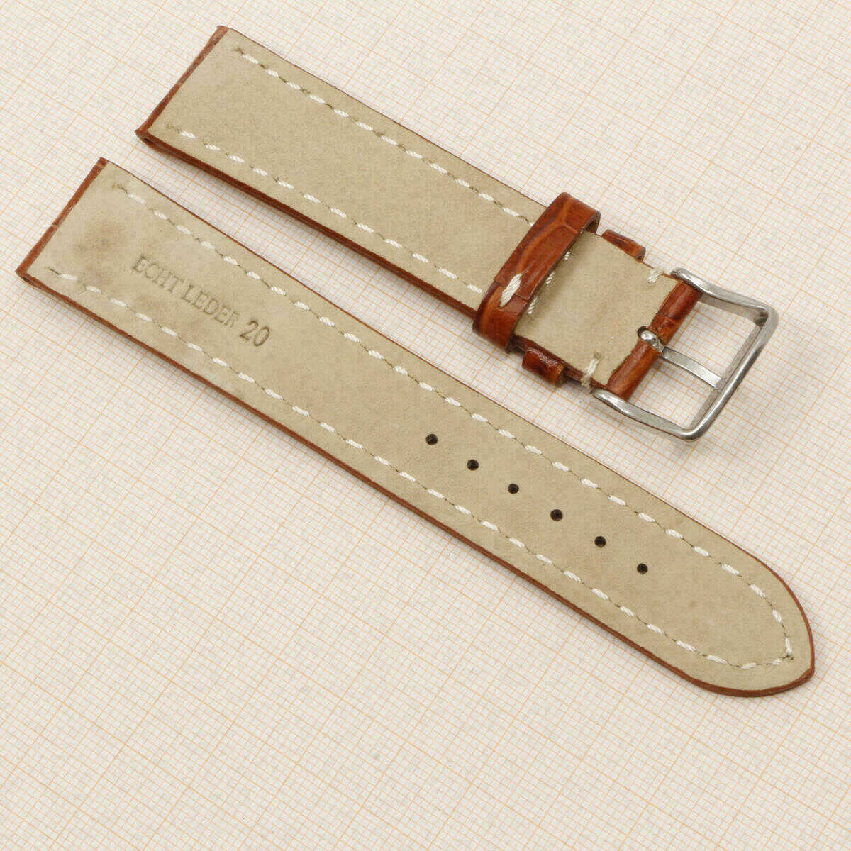 Bracelet de montre 20 mm en cuir véritable #Brun-rouge, motif crocodile (copie) – image 5