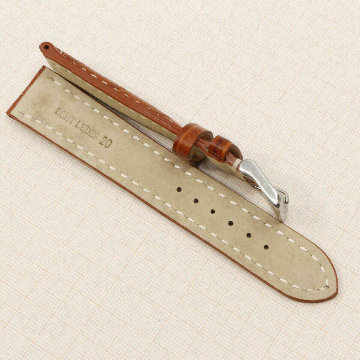 Bracelet de montre 20 mm en cuir véritable #Brun-rouge, motif crocodile (copie) – image 6