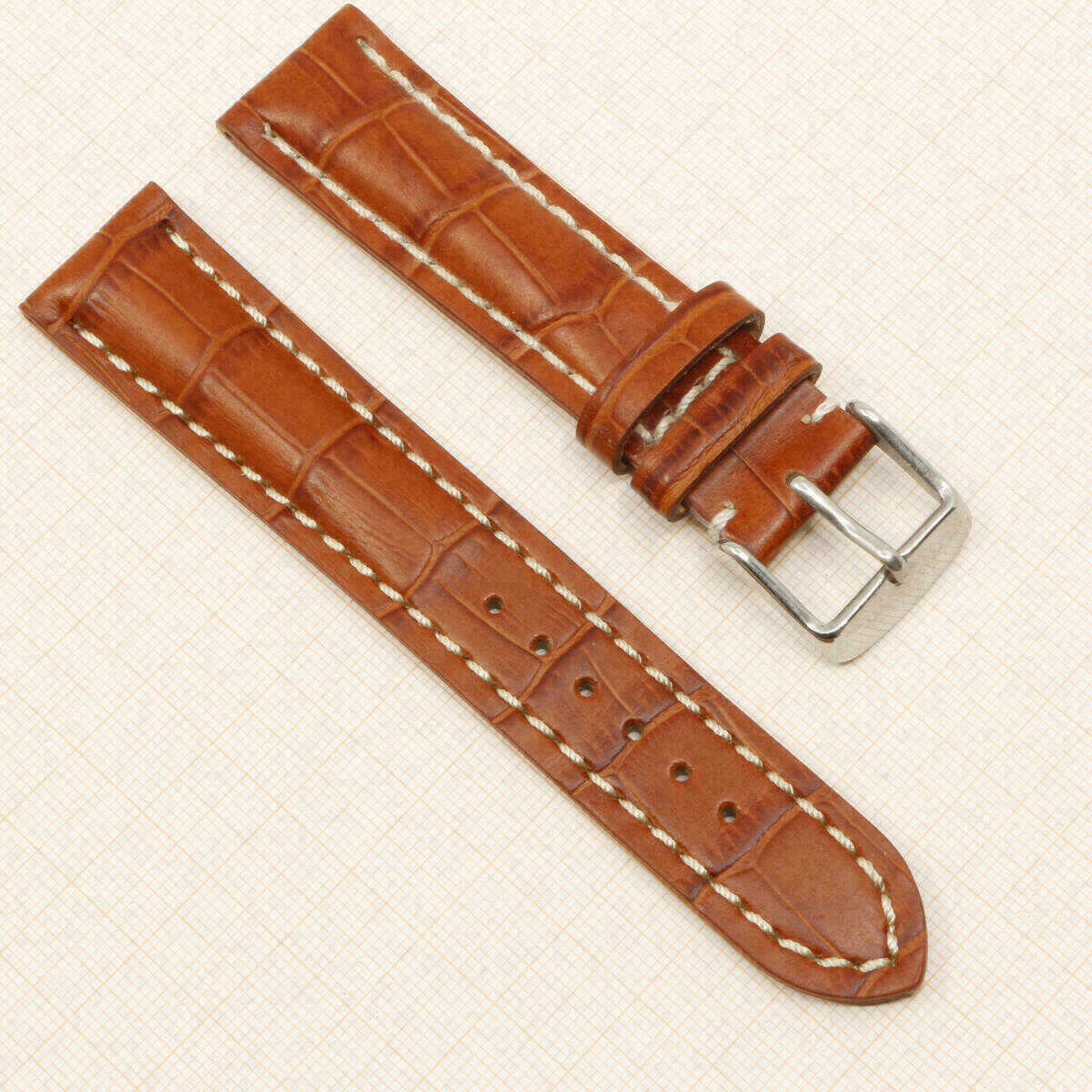 Bracelet de montre 20 mm en cuir véritable #Brun-rouge, motif crocodile (copie) – image 8