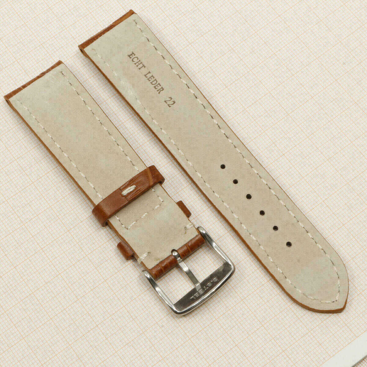 Uhrenarmband Leder Armband 22mm echt Leder Uhrband #Hellbraun Kroko Prägung (Kopie) – Bild 5