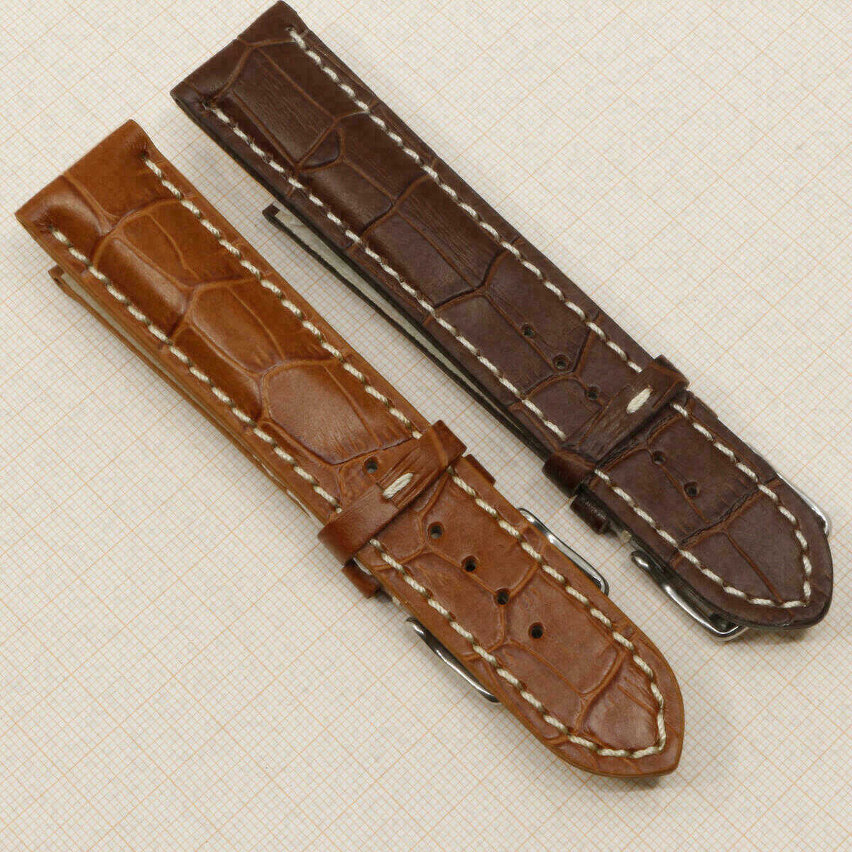 Uhrenarmband Leder Armband 22mm echt Leder Uhrband #Hellbraun Kroko Prägung (Kopie) – Bild 7