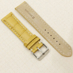 Uhrenarmband Leder Armband 22mm echt Leder Uhrband #Gelb Kroko Prägung – Bild 3