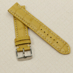 Uhrenarmband Leder Armband 22mm echt Leder Uhrband #Gelb Kroko Prägung – Bild 5