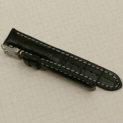 Bracelet noir 20 mm en cuir véritable, bracelet de montre motif crocodile #Noir (copie) – image 9