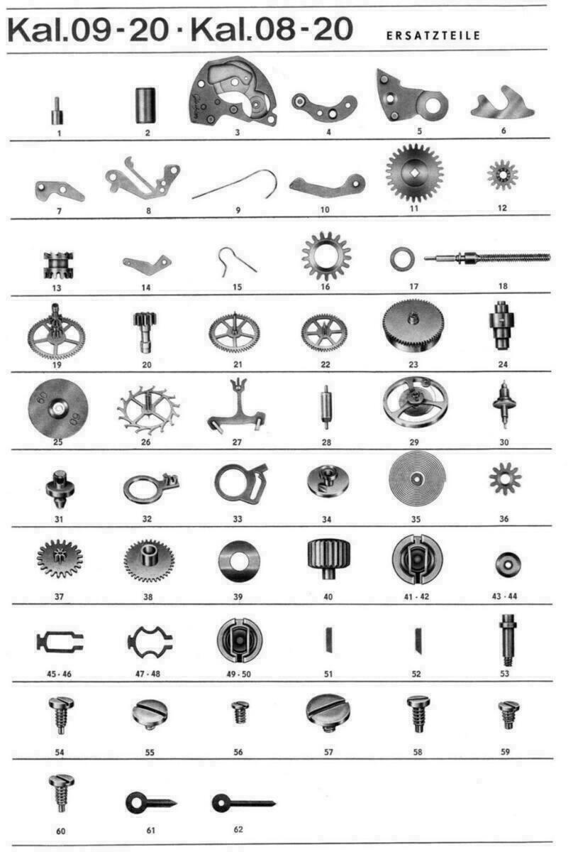 GLASHÜTTE piezas de repuesto GUB 09-20, GUB 08-20, GUB 38-30, GUB 63 PART 705 721 – imagen 2