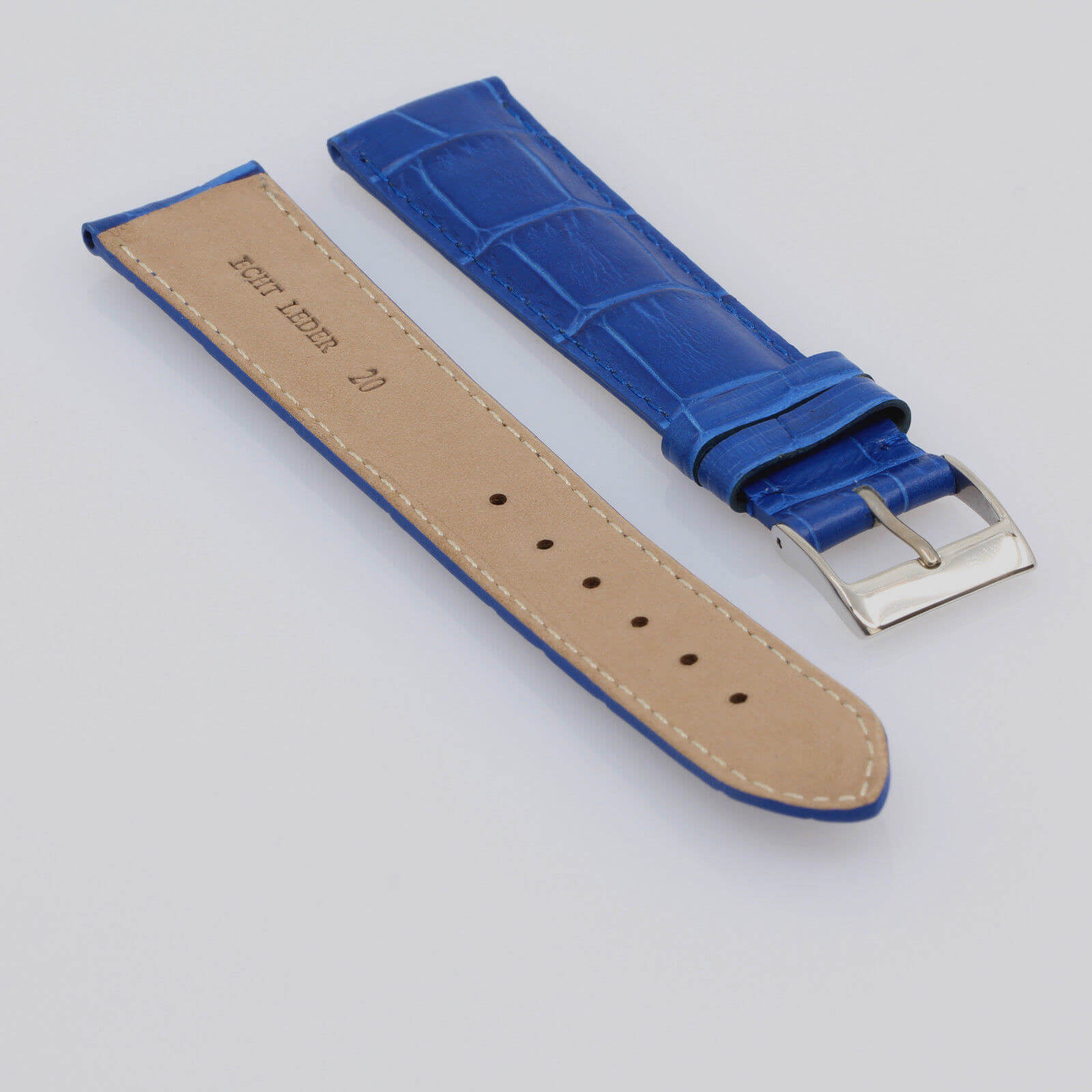 Correa de reloj de piel auténtica 125/85 mm NUEVA 20 mm – imagen 2