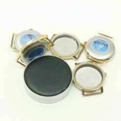 5x cajas de reloj de acero inoxidable, fondo de caja, NOS – imagen 5