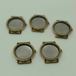 5x cajas de reloj de acero inoxidable, fondo de caja, NOS