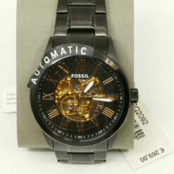 Automatic Men's Watch Fossil Black Ion Stainless Steel Skeleton BQ2092 – image 11