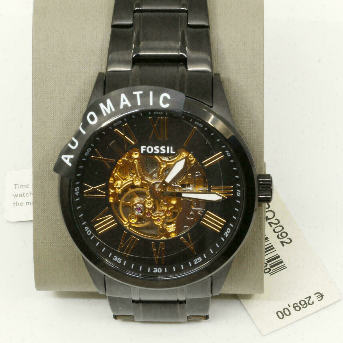 Automatic Men's Watch Fossil Black Ion Stainless Steel Skeleton BQ2092 – image 11