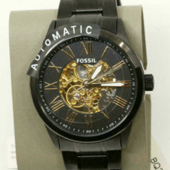 Automatic Men's Watch Fossil Black Ion Stainless Steel Skeleton BQ2092 – image 3