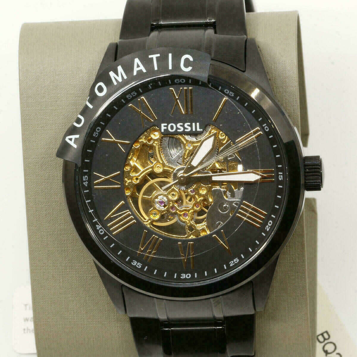 Automatic Men's Watch Fossil Black Ion Stainless Steel Skeleton BQ2092 – image 3