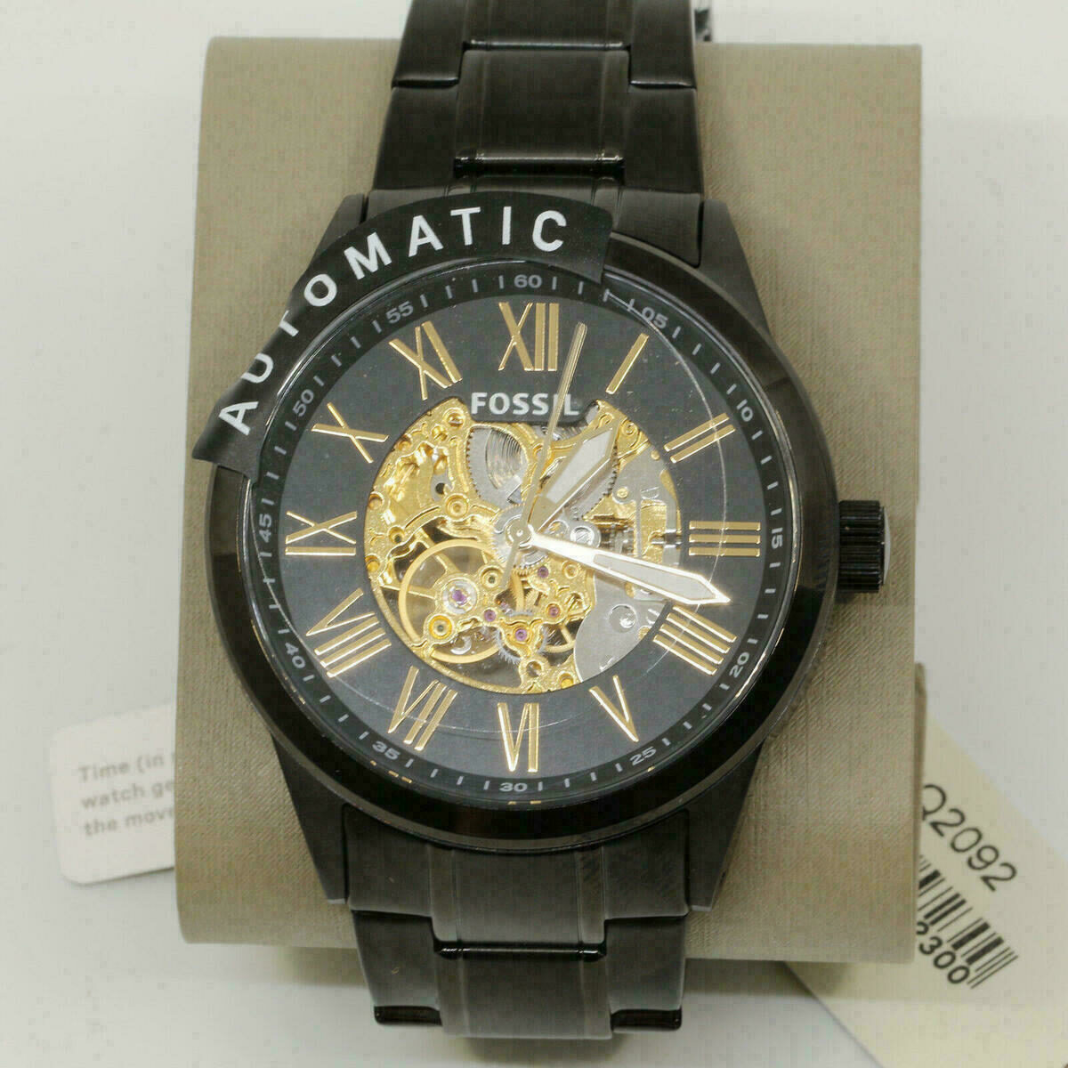 Automatic Men's Watch Fossil Black Ion Stainless Steel Skeleton BQ2092 – image 4