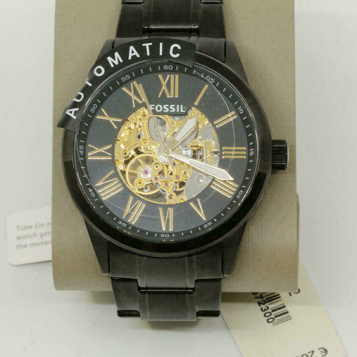 Automatic Men's Watch Fossil Black Ion Stainless Steel Skeleton BQ2092 – image 5
