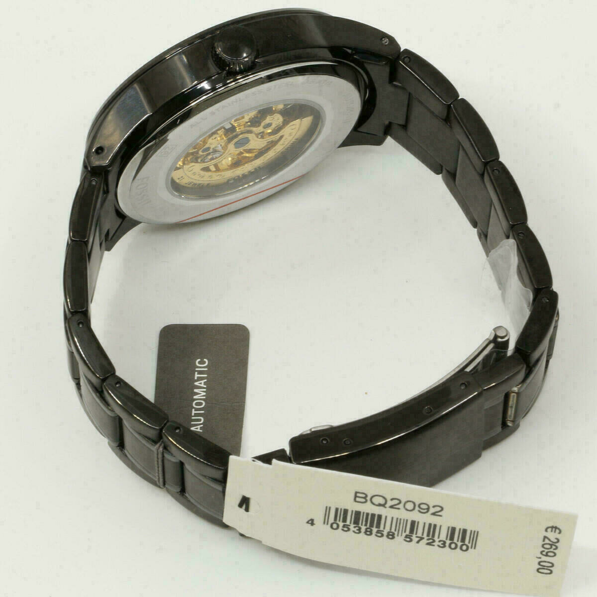 Automatic Men's Watch Fossil Black Ion Stainless Steel Skeleton BQ2092 – image 6