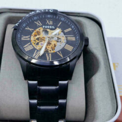 Automatic Men's Watch Fossil Black Ion Stainless Steel Skeleton BQ2092 – image 8