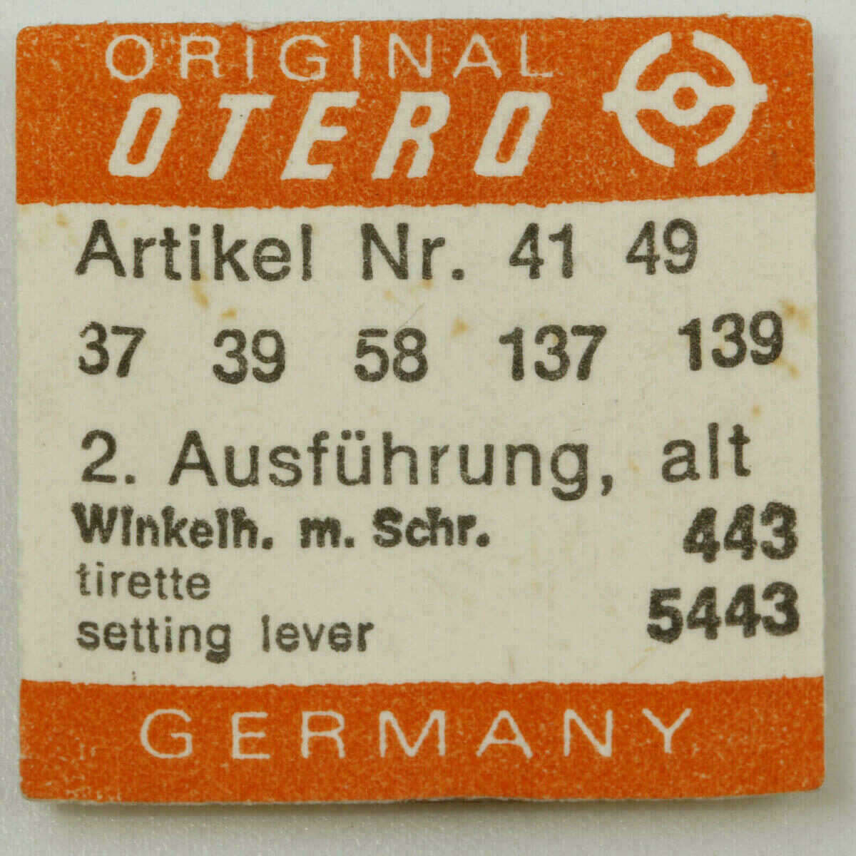 OTERO 37 PART443 & 5443 Winkelhebel, setting lever tirette OTERO 62 64 39 58 262 – Bild 5