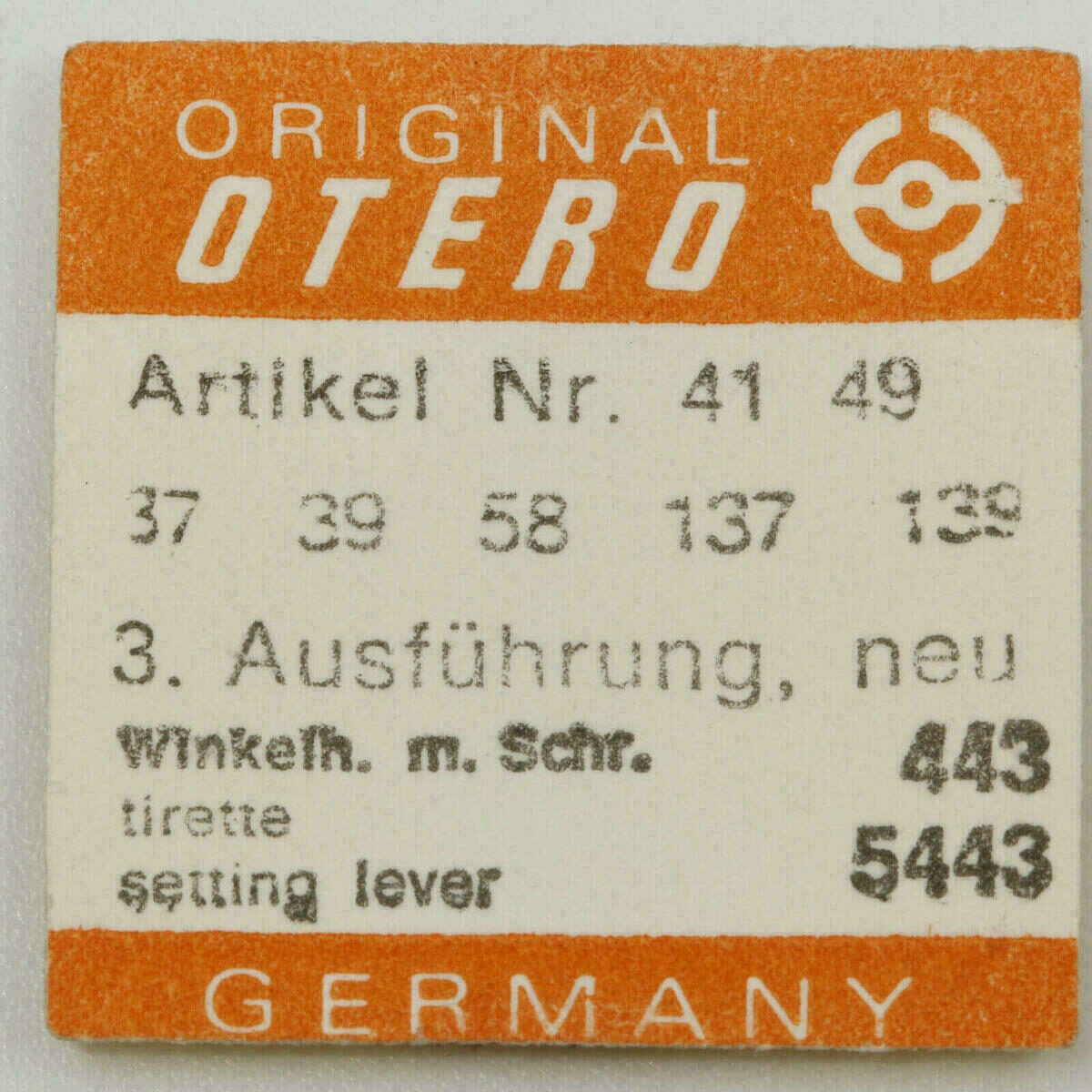 OTERO 37 PART443 & 5443 Winkelhebel, setting lever tirette OTERO 62 64 39 58 262 – Bild 7