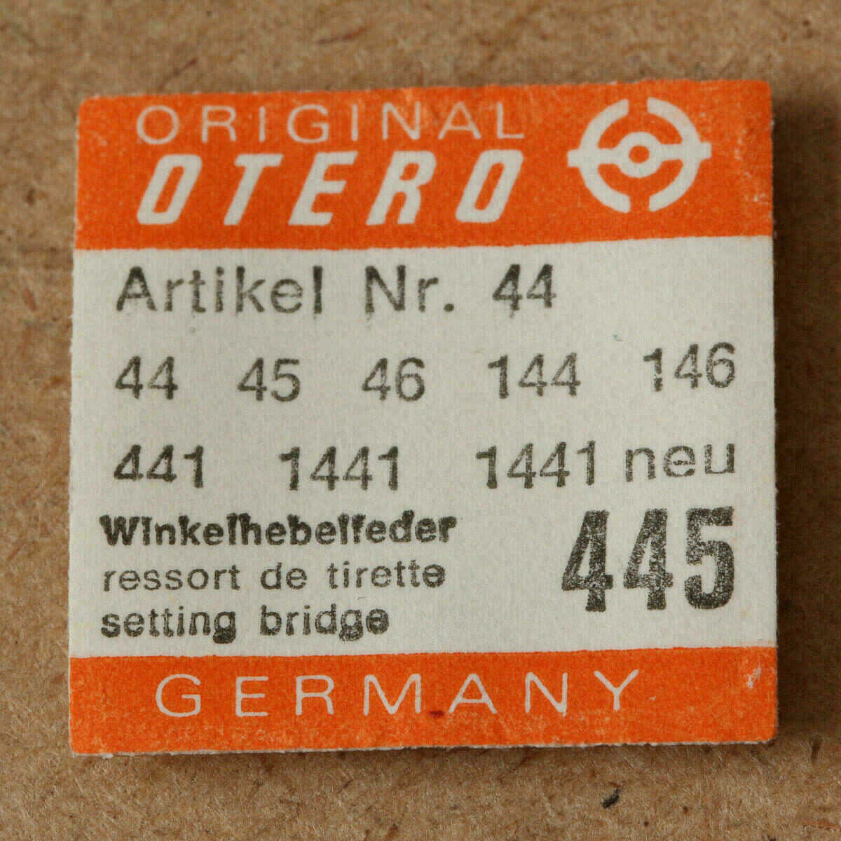 OTERO 44 PART 445 Setting Lever Spring, Winkelhebelfeder 45 46 144, 146 441 1441 – Bild 2