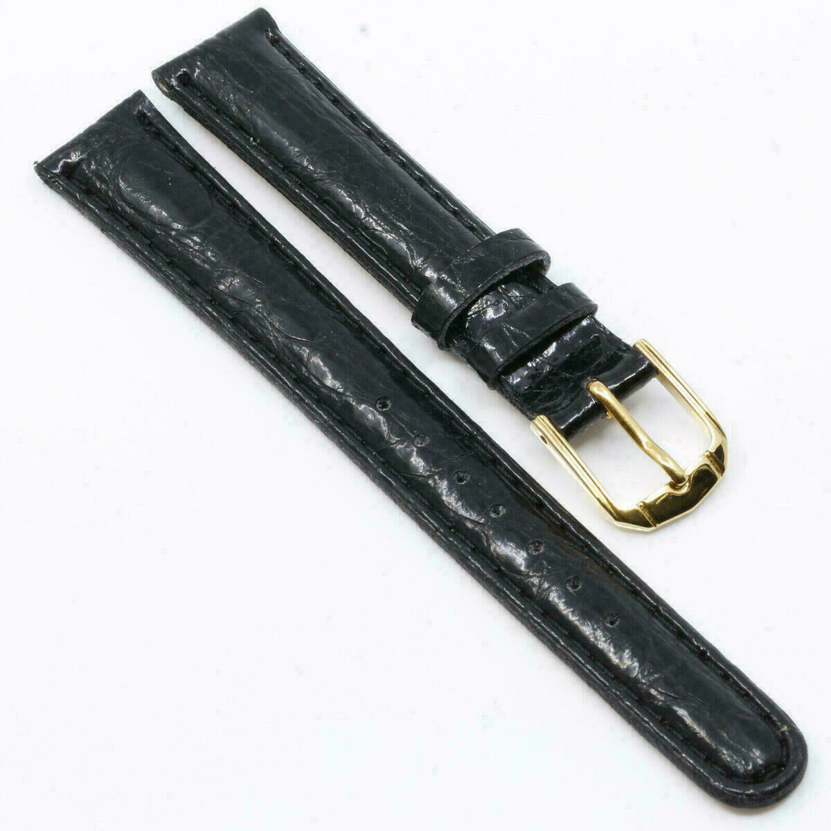 Bracelet en cuir sans couture pour montre, cuir véritable, 14 mm / 16 mm #Doré – image 5