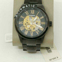 Automatic Men's Watch Fossil Black Ion Stainless Steel Skeleton BQ2092