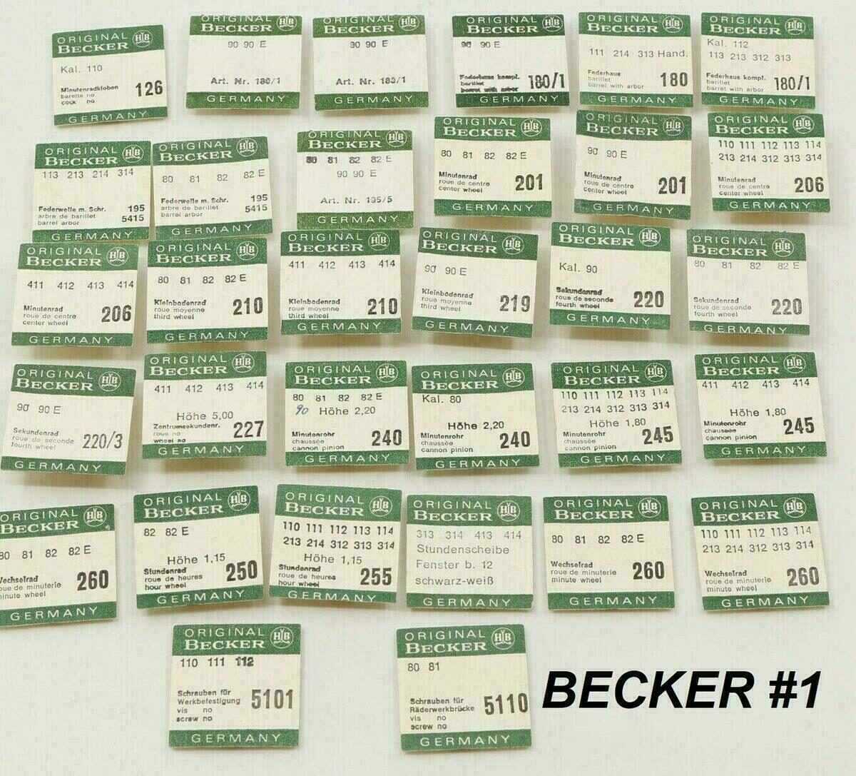 Konvolut Uhrenteile HB Becker Uhrenersatzteile Federhaus Sekundenrad Minutenrad