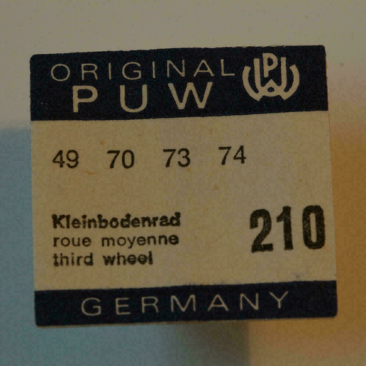 PUW 49 PART 210, Third wheel & pinion, Kleinbodenrad, PUW 70, 73, PUW 74 - NOS -