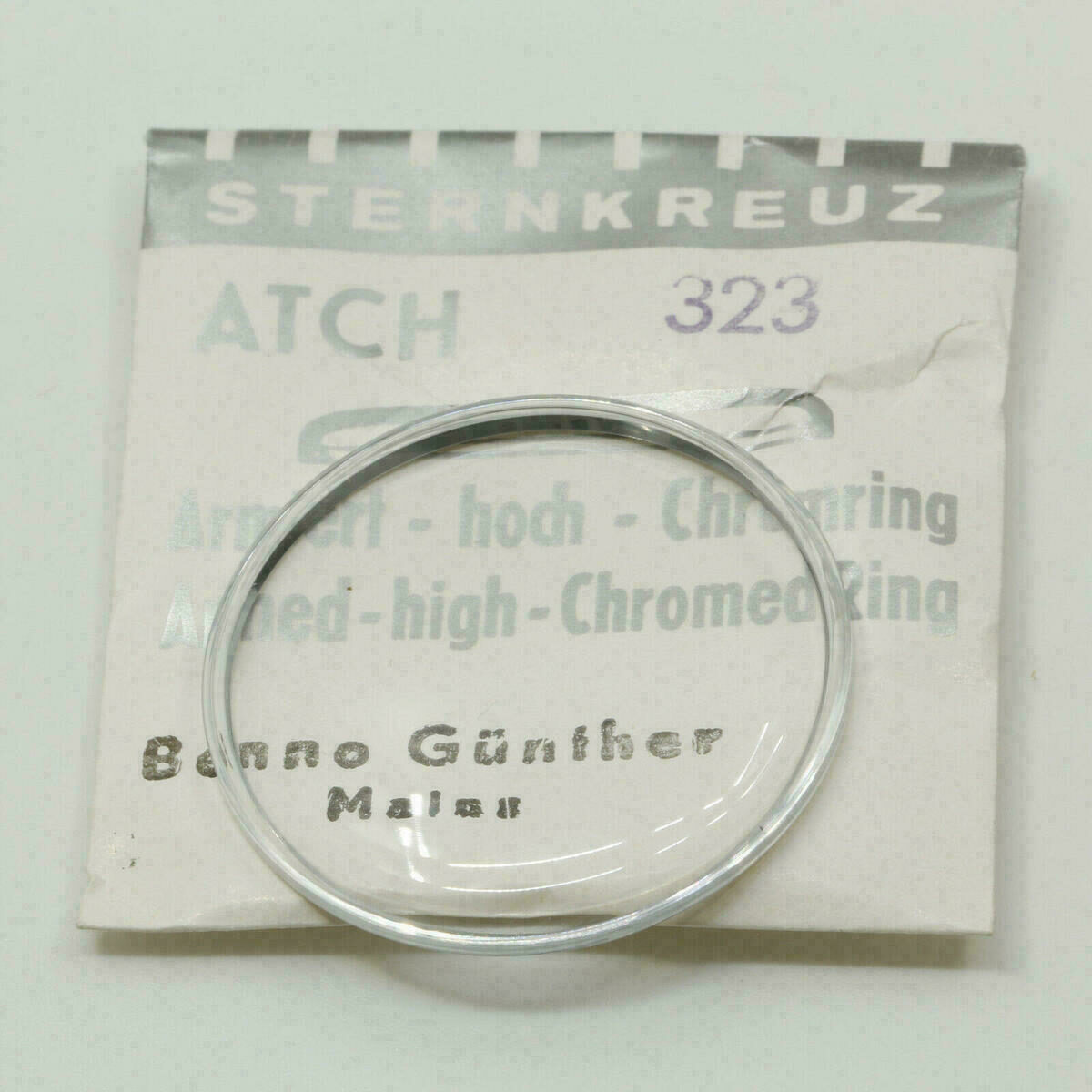 Uhrenglas Sternkreuz ATCH hochgewölbt armiert verchromterRing Armbanduhr Uhrglas