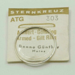 Cristal de reloj Sternkreuz ATG abombado armado con aro dorado para reloj de pulsera