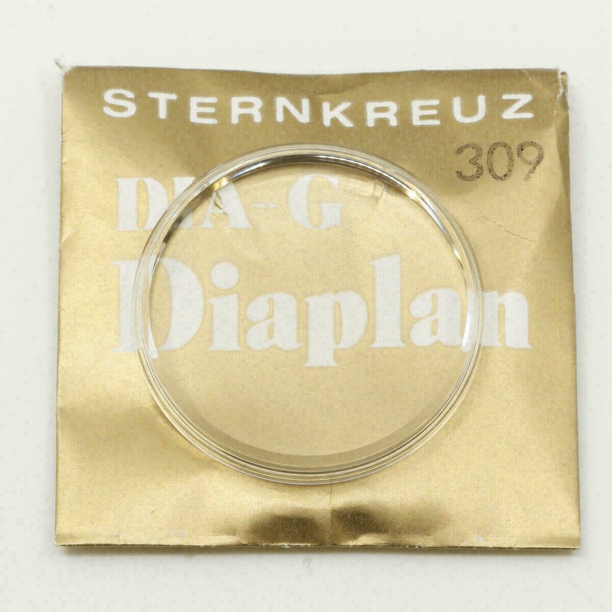 Verre plastique Sternkreuz DIA G, DIAPLAN, avec anneau doré – pour montre-bracelet