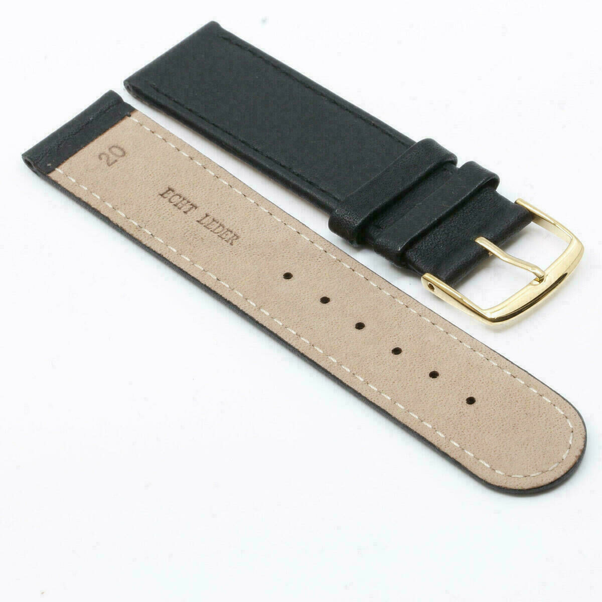 Uhrenarmband Leder Armband 20mm 16mm echt Leder Uhrband Schwarz #GOLD – Bild 3