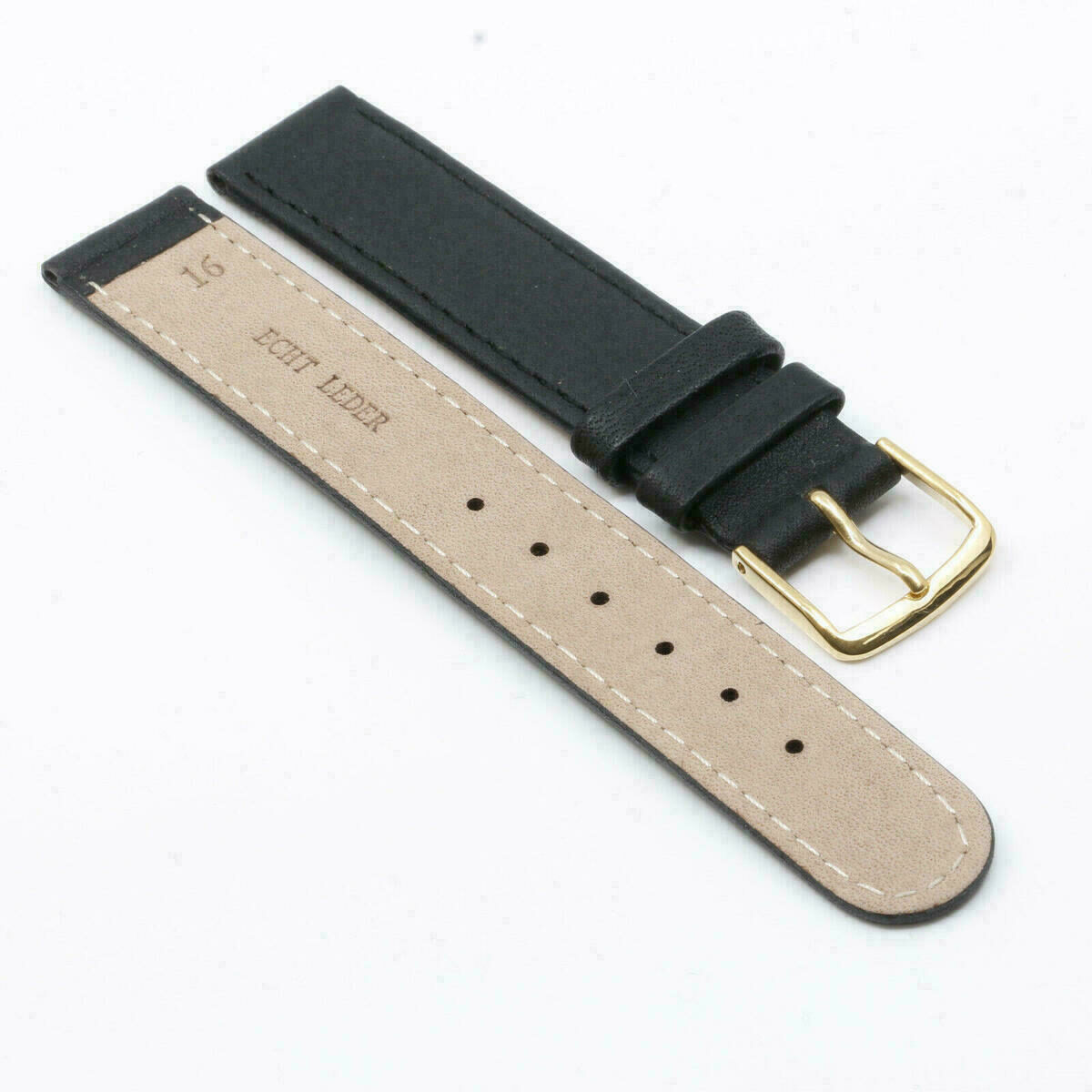 Uhrenarmband Leder Armband 20mm 16mm echt Leder Uhrband Schwarz #GOLD – Bild 5