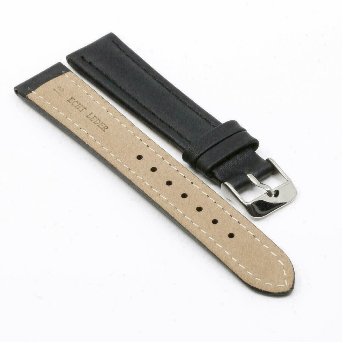 Uhrenarmband Leder Armband, echt Leder Uhrband, Ersatzband Schwarz 18 oder 20mm – Bild 5
