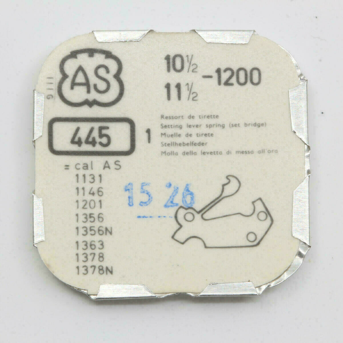 AS 1200 PART 445, Stellhebelfeder, setting lever spring, AS 1201 1356 1363 1378