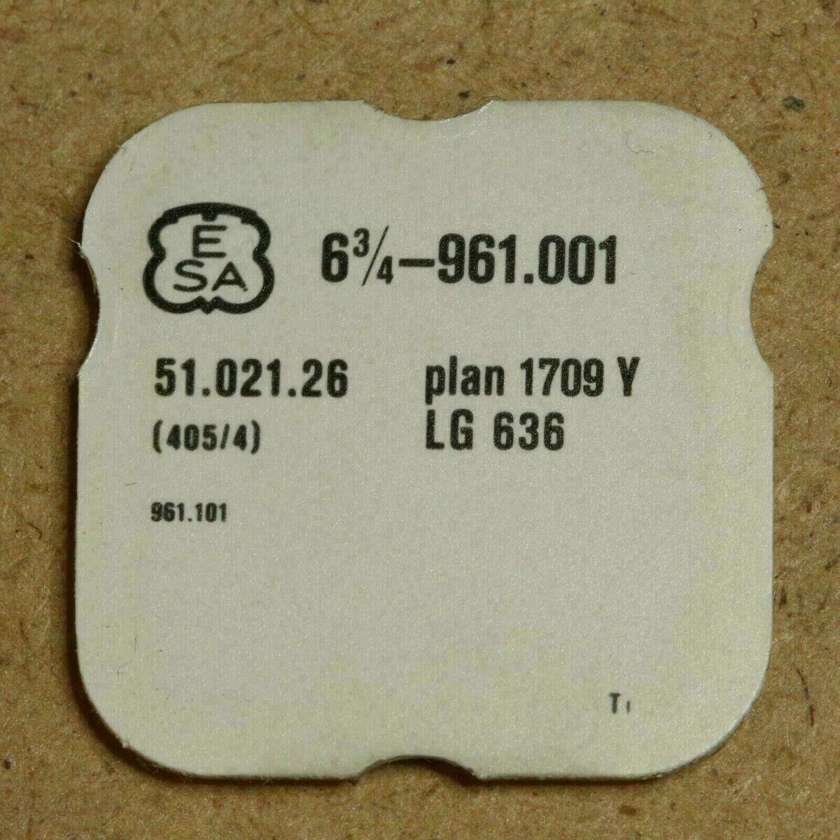 ESA / ETA 961.001 Aufzugswelle, PART 405/4, plan 1708 Y, LG 636, Ref. 51.021.26, ETA 961.101