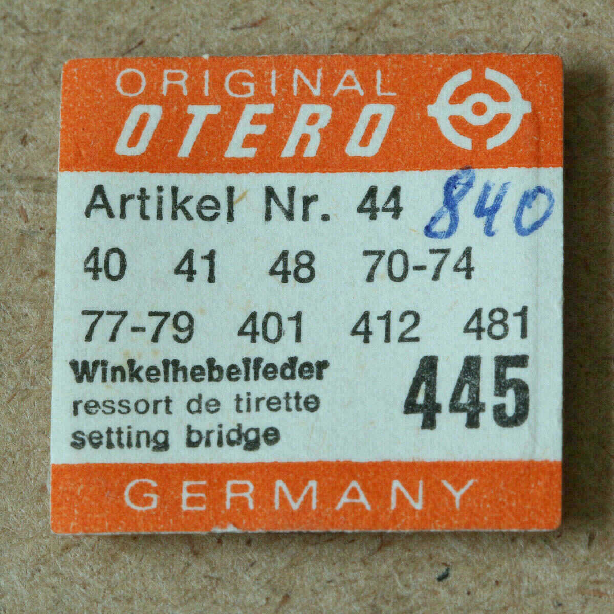 Setting Lever Spring for OTERO 40, 41, 48, 70-74, 77-79, 401, 412 – Part 445