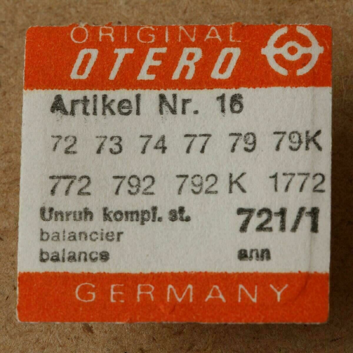 Balancier Otero 79 complet avec antichoc – Part 721/1, pour 72, 73, 74, 77, 79K, 772, 792, 1772