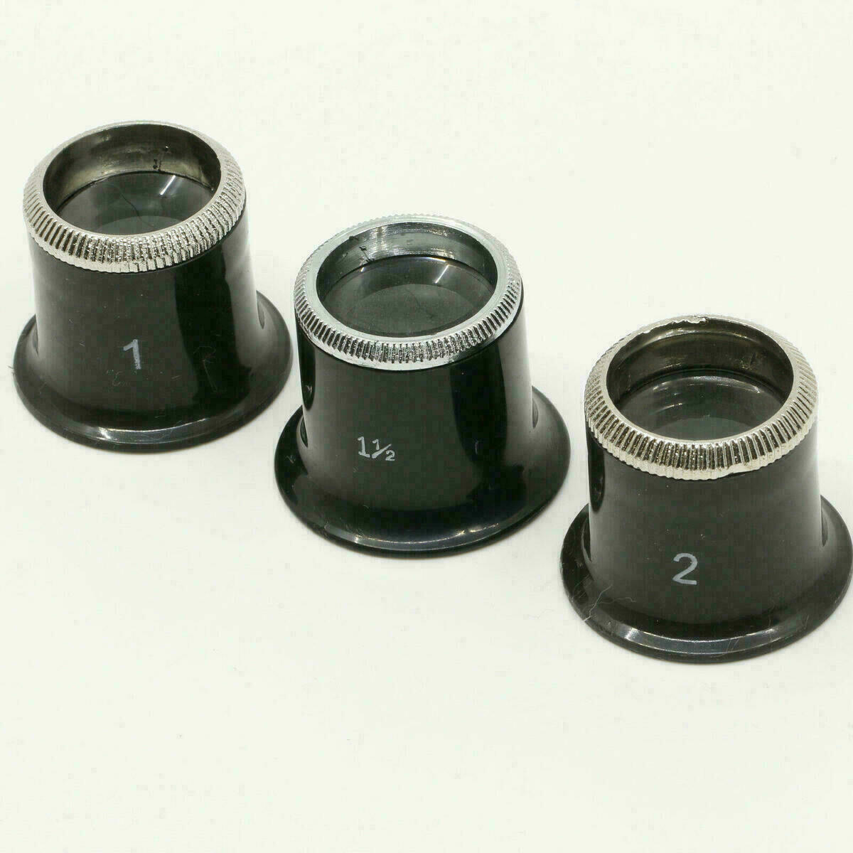 Uhrmacherlupe n, Augenlupe, Juwelier Okular Glaslinse 3er Set 5x 7x 10x Chromrad – Bild 2