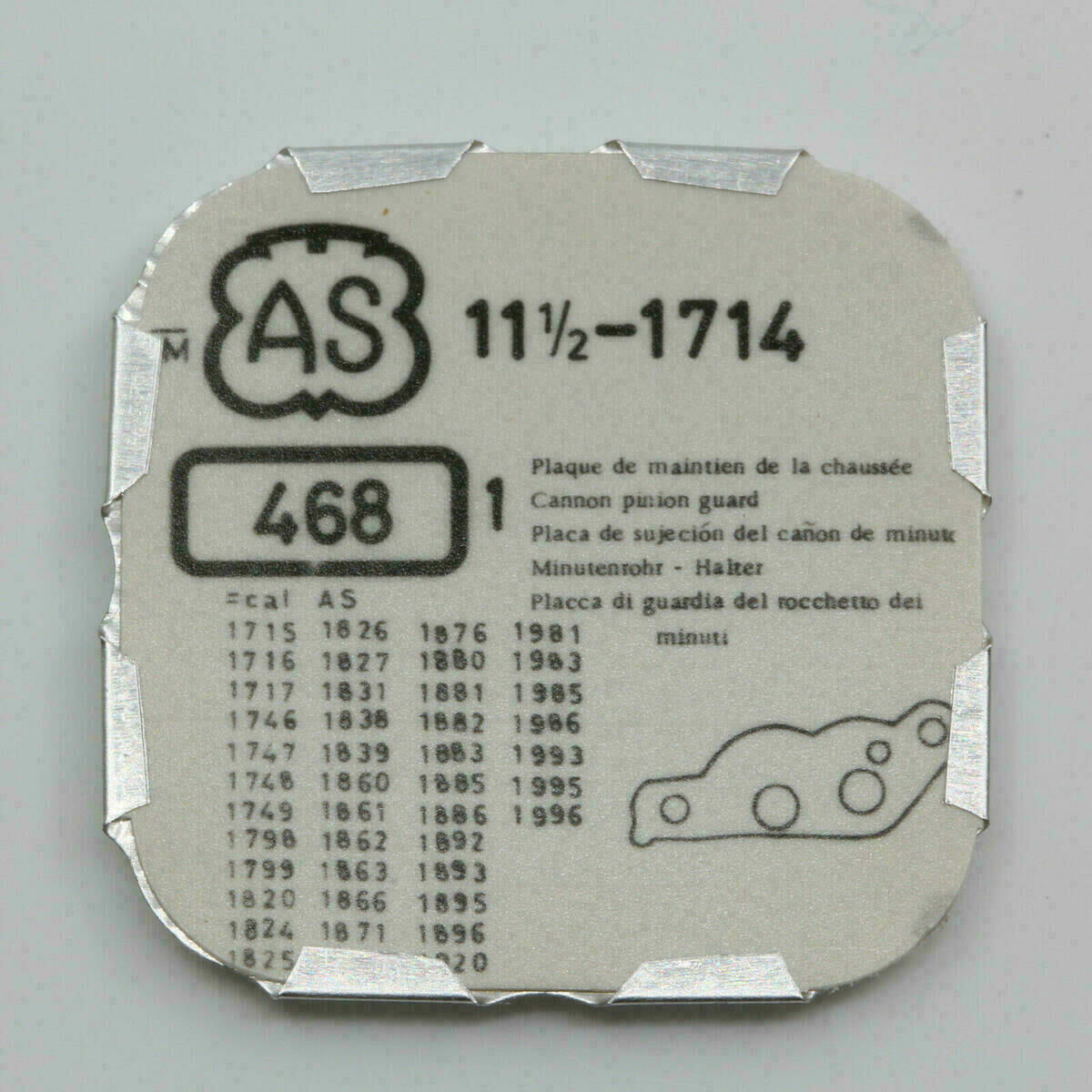 AS 1714 PART 468 Minutenrohr - Halter, canon pinion guard AS 1715, 1716 ... 1996