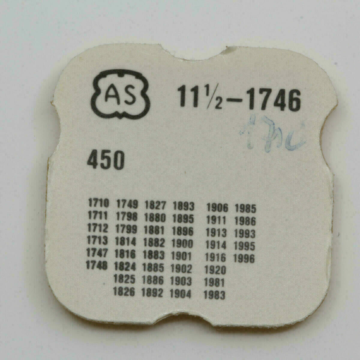 AS 1748 PART 450 Setting Wheel, Zeigerstellrad AS 1710 AS 1711, AS 1712 ... 1996